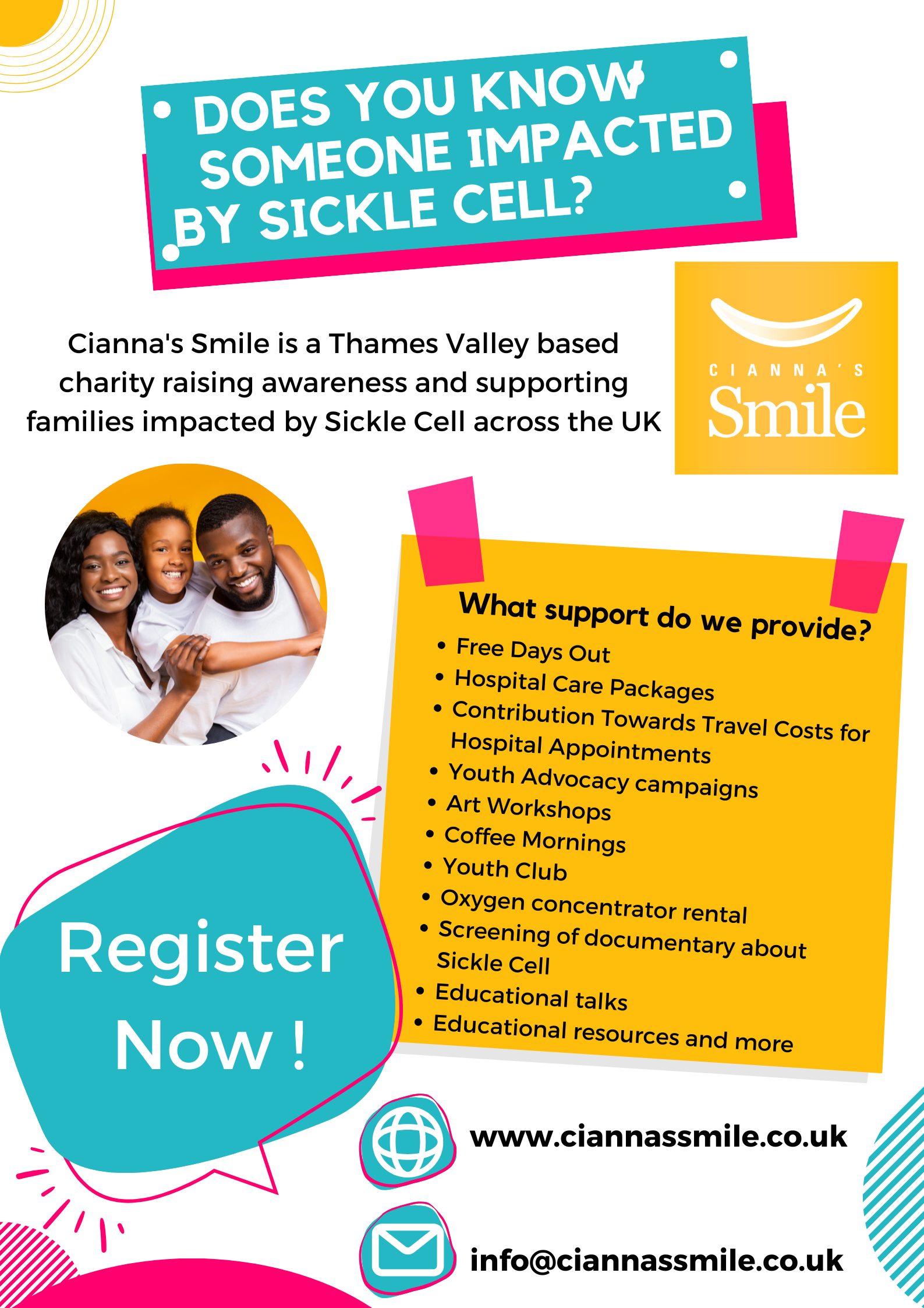 Ciannas smile charity awareness poster